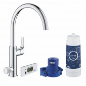 Смеситель для кухни GROHE Blue Pure Eurosmart, без электроники с C-образным изливом, для подачи смешанной и фильтрованной воды, с головкой для фильтра и счетчиком, хром (30383000) — фото, характеристики, купить в NOJABRSK-CLIMBO