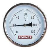 ROMMER Термометр биметаллический 100 мм 120 градусов с погружной гильзой 100 мм 1/2 — фото, характеристики, купить в NOJABRSK-CLIMBO