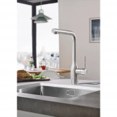 Смеситель для кухни GROHE Essence+ с высоким изливом и выдвижной лейкой, суперсталь (30270DC0) — фото, характеристики, купить в NOJABRSK-CLIMBO