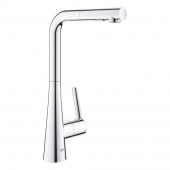 Смеситель для кухни GROHE Zedra с выдвижной лейкой, L-образный излив с 2 режимами струи, хром (32553002) — фото, характеристики, купить в NOJABRSK-CLIMBO