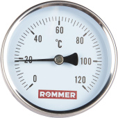 ROMMER Термометр биметаллический 80 мм 120 градусов с погружной гильзой 75 мм 1/2 — фото, характеристики, купить в NOJABRSK-CLIMBO