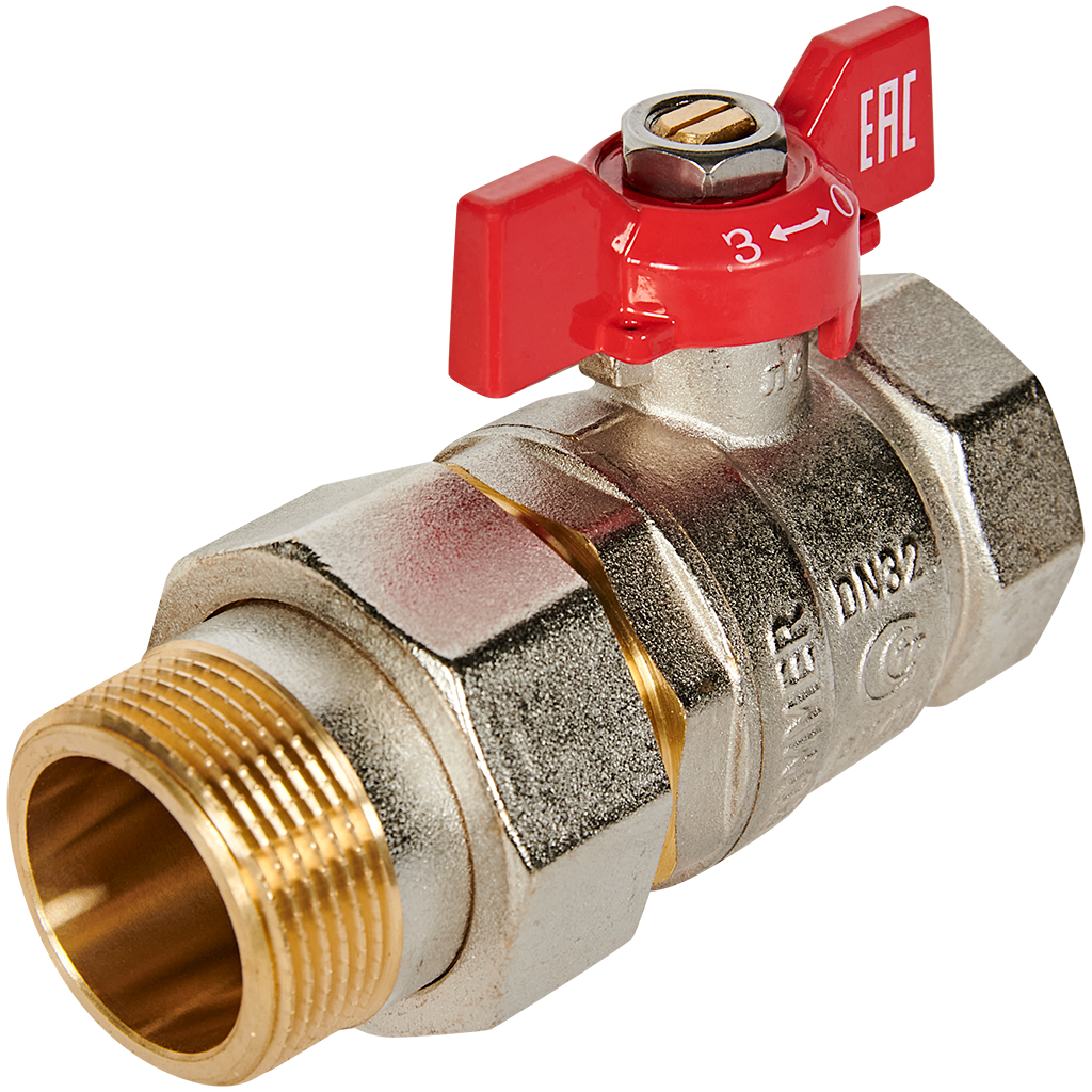 Кран шаровой с американкой ROMMER ВР/НР, ручка бабочка 1 1/4 — фото, характеристики