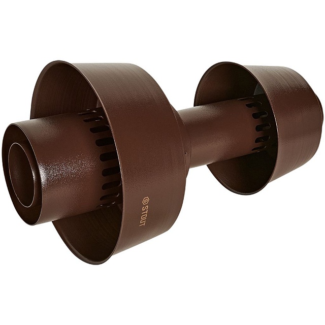 STOUT Оголовок вертикальный с ветрозащитой традиц. коакс. D80(п)/125(п) КОРИЧНЕВЫЙ широкий — фото, характеристики