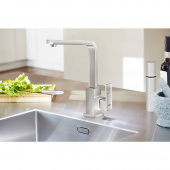 Смеситель для кухни GROHE Eurocube, суперсталь (31255DC0) — фото, характеристики, купить в NOJABRSK-CLIMBO
