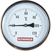 ROMMER Термометр биметаллический 100 мм 120 градусов с погружной гильзой 75 мм 1/2 — фото, характеристики, купить в NOJABRSK-CLIMBO