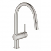 Смеситель для кухни GROHE Minta с выдвижным изливом, суперсталь (32321DC2) — фото, характеристики, купить в NOJABRSK-CLIMBO