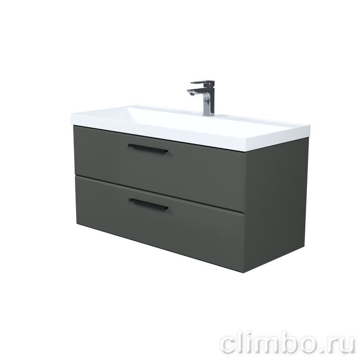 Тумба с умывальником, подвесная, 100 см, серый, Слайд Икс (Slide X), IDDIS, SLX10G0i95K подходит умыв. 4511000i28 — фото, детали конструкции