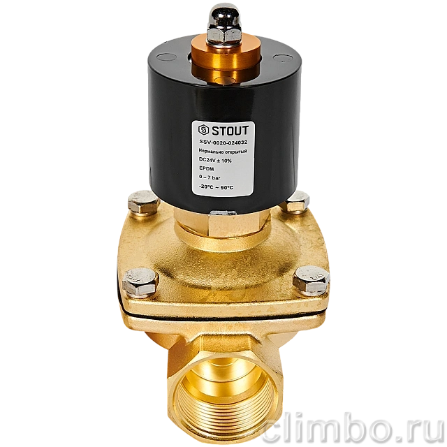 Клапан соленоидный (электромагнитный) STOUT прямого действия НО 24В G1 1/4 — фото, детали конструкции