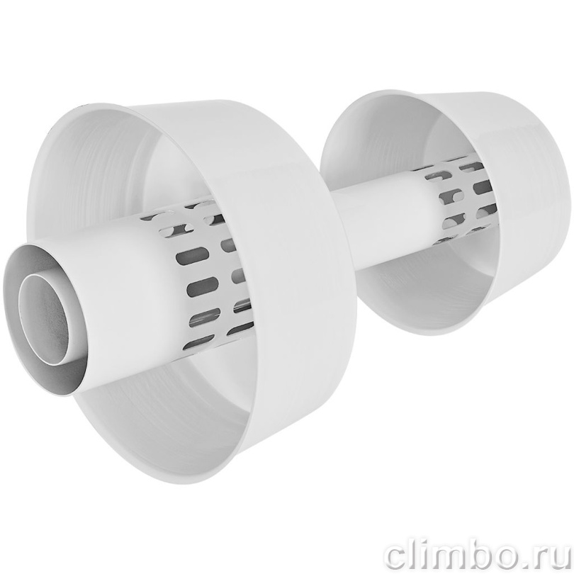 RCA-6010-700334 ROMMER Оголовок с ветрозащитой традиционный D60(п)/100(п) (алюминий) БЕЛЫЙ однонаправл. — фото, детали конструкции