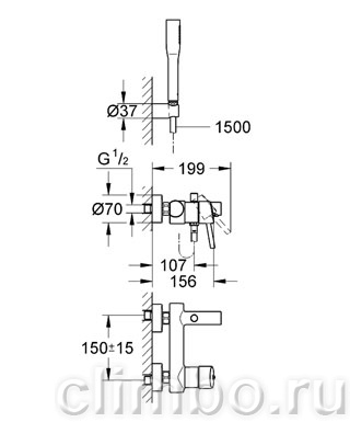 Смеситель для ванны GROHE Concetto с душевым гарнитуром, 32212001 — фото товара