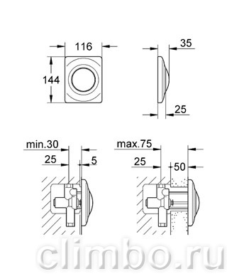 Панель смыва для писсуара GROHE Surf (1 режим смыва), 37018P00 — фото товара