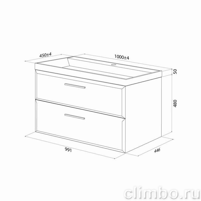 Тумба с умывальником, подвесная, 100 см, белый, Слайд Икс (Slide X), IDDIS, SLX10W0i95K подходит умыв. 4511000i28 — фото, детали конструкции