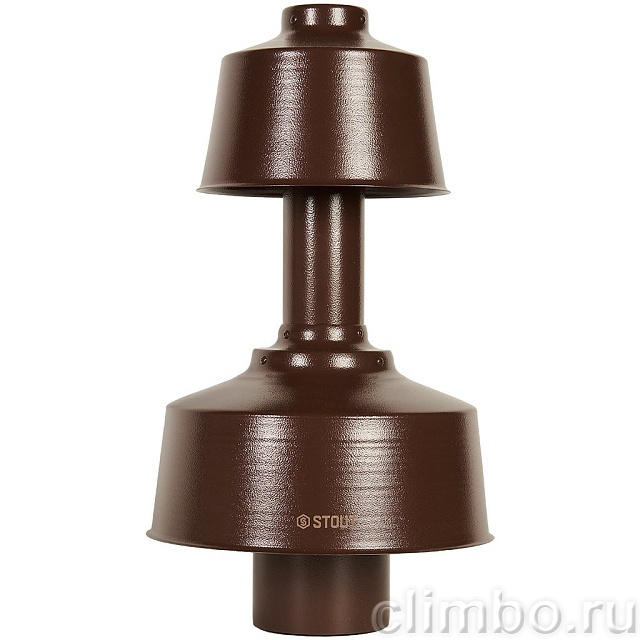 STOUT SCR-6010-800023 STOUT Оголовок вертикальный с ветрозащитой традиц. коакс. D60(п)/100(п) КОРИЧНЕВЫЙ широкий — фото, детали конструкции
