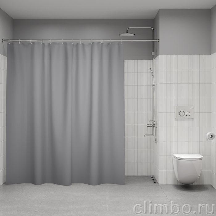 Штора для ванной, 200x240 см, Полиэстер, светло-серый, IDDIS, BL07P24i11 — фото, детали конструкции