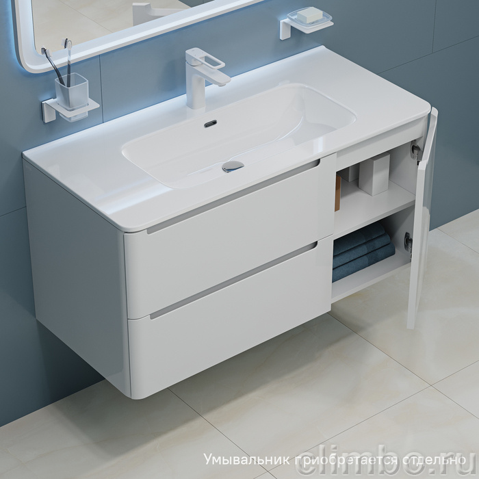 Тумба подвесная, белый, 100 см, Edifice, IDDIS, EDI10W1i95. Подходит умывальник 0101000i28 — фото товара