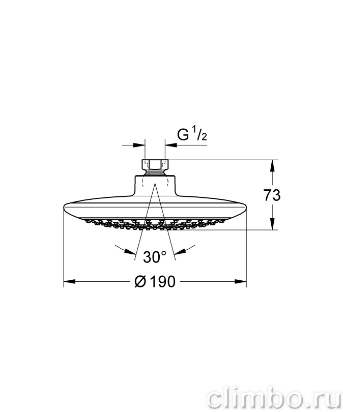 Верхний душ GROHE Rainshower Solo, 1 режим, диаметр 190 мм, 27370000 — фото товара