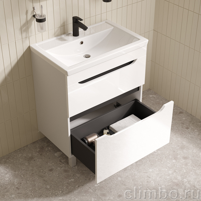 Тумба с умывальником, напольная, 70 см, белый, Рэй (Ray), IDDIS, RAY70WFi95K подходит умыв. 4077000i28 — фото, детали конструкции