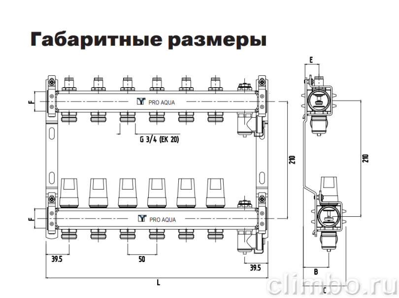 PRO AQUA Коллекторный блок с регулировочными клапанами, 7 выходов — фото товара