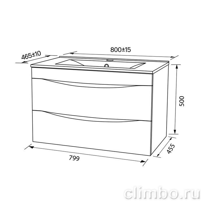 CLO80W0i95K Тумба 80 см с умывальником, Cloud — фото товара