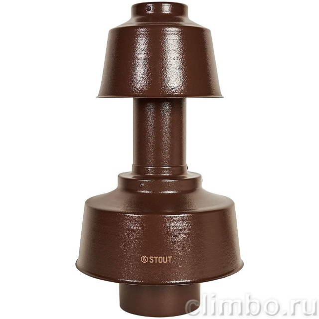 STOUT Оголовок вертикальный с ветрозащитой традиц. коакс. D80(п)/125(п) КОРИЧНЕВЫЙ широкий — фото, детали конструкции