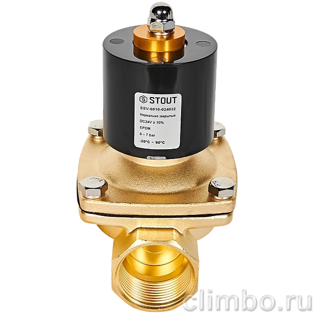 STOUT Клапан соленоидный (электромагнитный) прямого действия НЗ 24В G1 1/4 — фото, детали конструкции