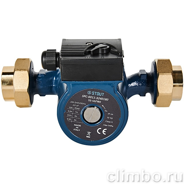 Циркуляционный насос STOUT 32-40/180 220/240V 50Hz с латунными гайками G2 x Rp 1 1/4 — фото, детали конструкции