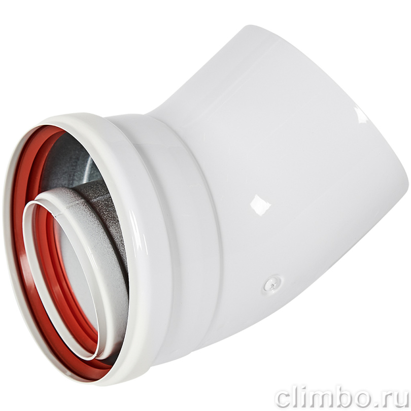 Отвод 45° традиционный коаксиальный ROMMER D80(п-м)/125(п-м) — фото, детали конструкции