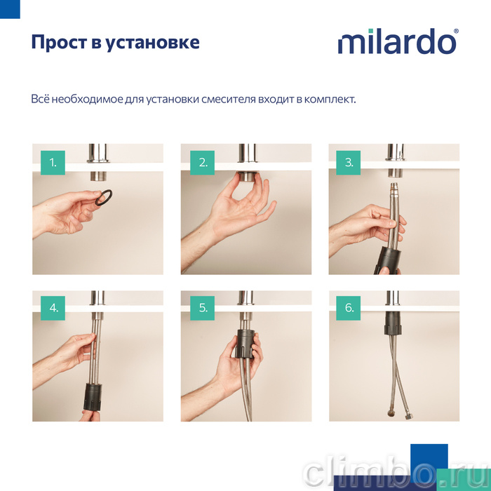 Смеситель для кухни, глянцевый хром, Poli, Milardo, POLSBL0M05 — фото товара