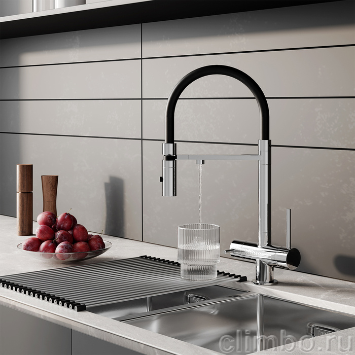 Смеситель для кухни с фильтром и гибким изливом, хром, Ace, IDDIS — фото товара