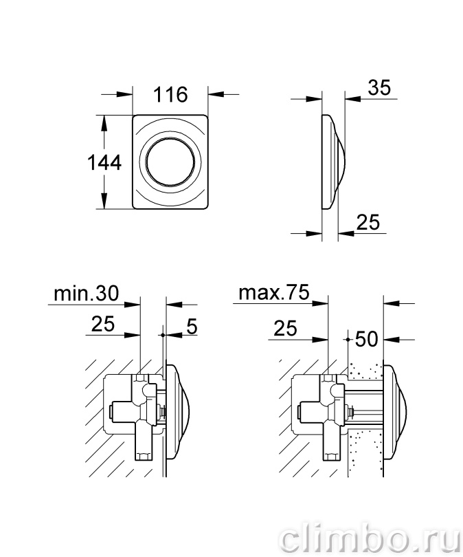 Панель смыва для писсуара GROHE Surf (1 режим смыва), 37018000 — фото товара