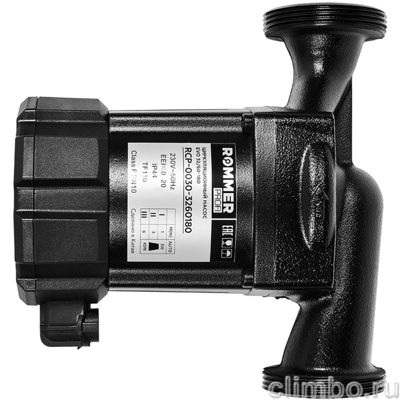 Частотный циркуляционный насос ROMMER PROFI EVO 32/60-180 с гайками и теплоизоляцией — фото, детали конструкции