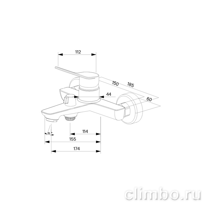 Смеситель для ванны, глянцевый хром, Enjoy, Milardo — фото товара