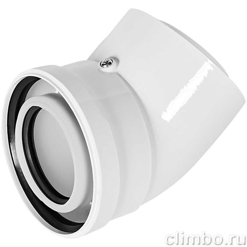 Отвод 45° конденсационный коаксиальный ROMMER D80(п-м)/125(п-м) — фото, детали конструкции
