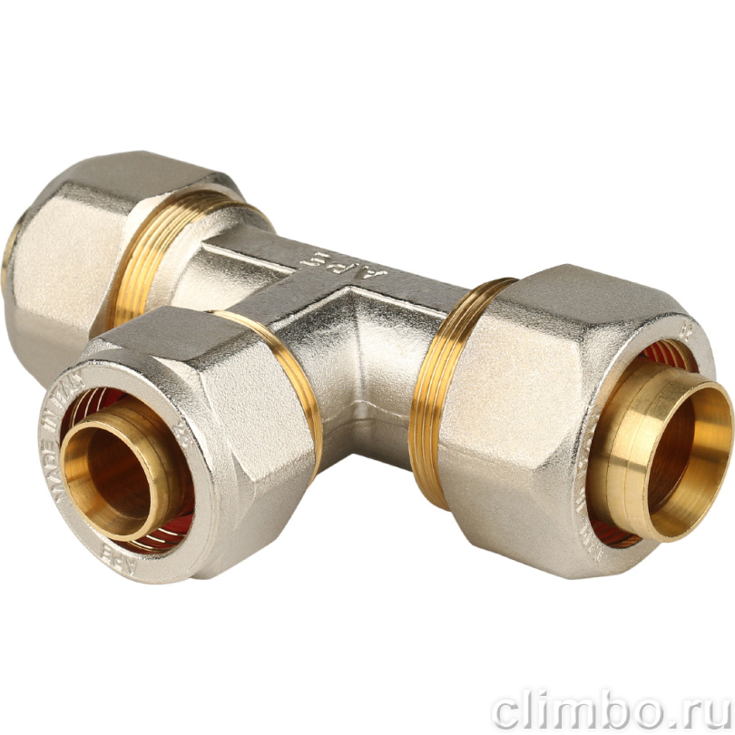 STOUT Тройник переходной 32x26x32 для металлопластиковых труб винтовой (SFS-0010-322632) — фото товара