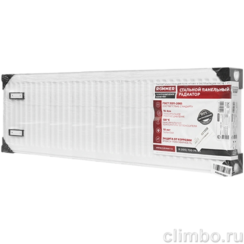 Стальной панельный радиатор ROMMER Compact 22/400/1200 боковое подключение — фото, детали конструкции