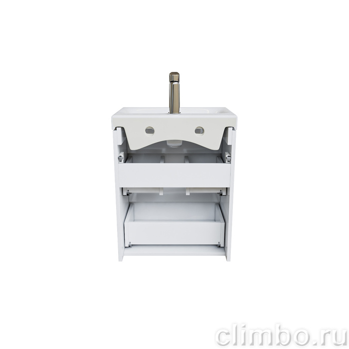 Тумба с умывальником подвесная с ящиками, белая, 50 см, Zodiac, IDDIS — фото товара