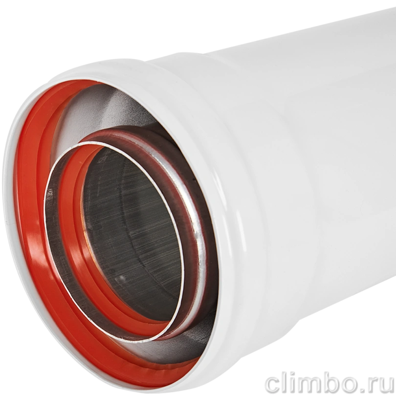 Удлинитель дымохода традиционный коаксиальный ROMMER D80(п-м)/125(м-п), L500 — фото, детали конструкции