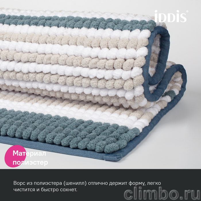 Коврик для ванной комнаты, 50x80, шенилл, сине-зеленый, IDDIS, BC03P58i12 — фото товара