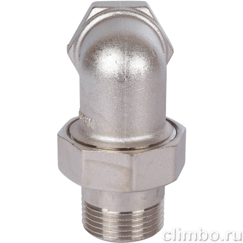 STOUT Угловая американка ВН, уплотнение o-ring кольцо, никель. 1" — фото товара