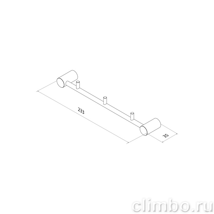 Планка на 3 крючка, нержавеющая сталь, Петит (Petite), золото матовое, IDDIS, PETG0S3i41 — фото, детали конструкции