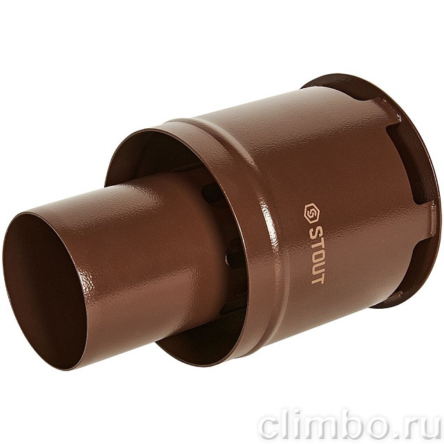 STOUT Оголовок вертикальный с ветрозащитой сварной традиц. D80(п) КОРИЧНЕВЫЙ узкий — фото, детали конструкции